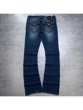 Y2K Blue Miss Me Grunge Embellished Gothic Denim Jeans